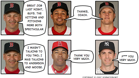 The Red Sox beat the Devils Rays, Papelbon got his 30th save, Mike Mussina choked, and Garrett Anderson drove in 10 runs for the Angels.
