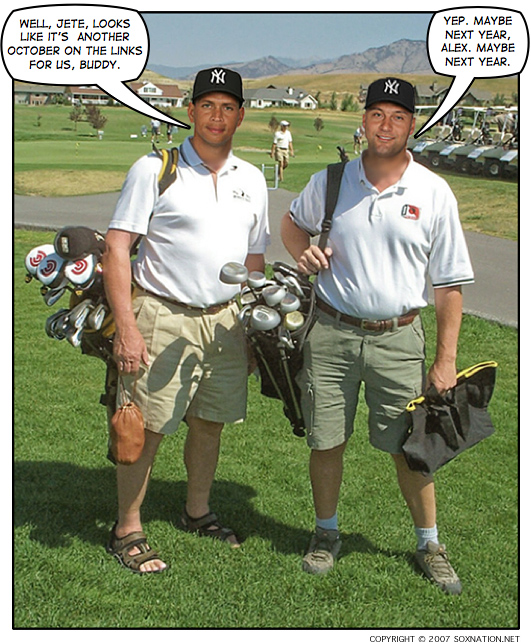 A-Rod and Jeter have plenty of time for golf now that the Yankees have been eliminated in the 2007 ALDS.