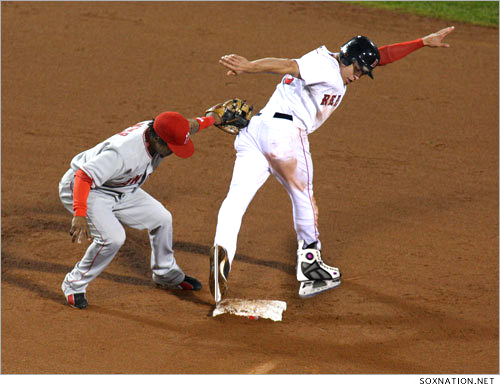 Jacoby Ellsbury ruined a great steal by overshooting 2nd base